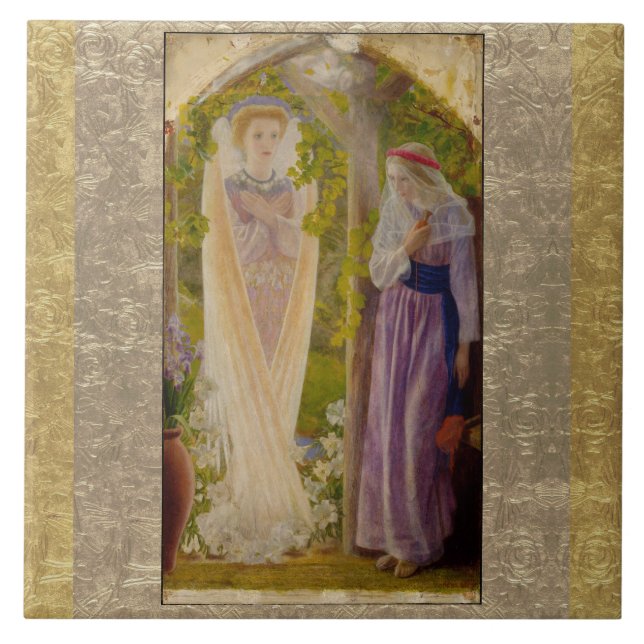 The Annunciation By Arthur Hughes Ceramic Tile (Front)