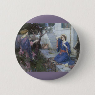 The Annunciation by John William Waterhouse 6 Cm Round Badge