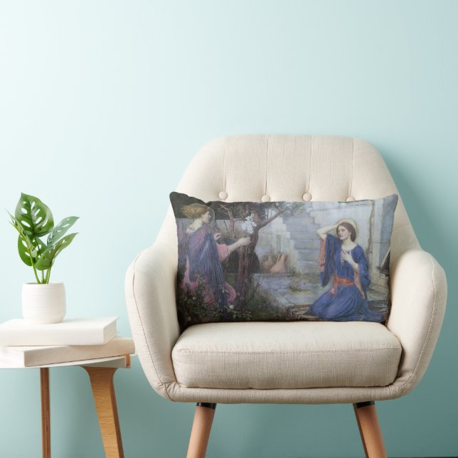 The Annunciation by John William Waterhouse Lumbar Cushion (Chair)