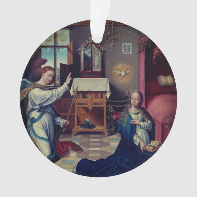 The Annunciation by Joos van Cleve:  Christmas Ornament (Front)
