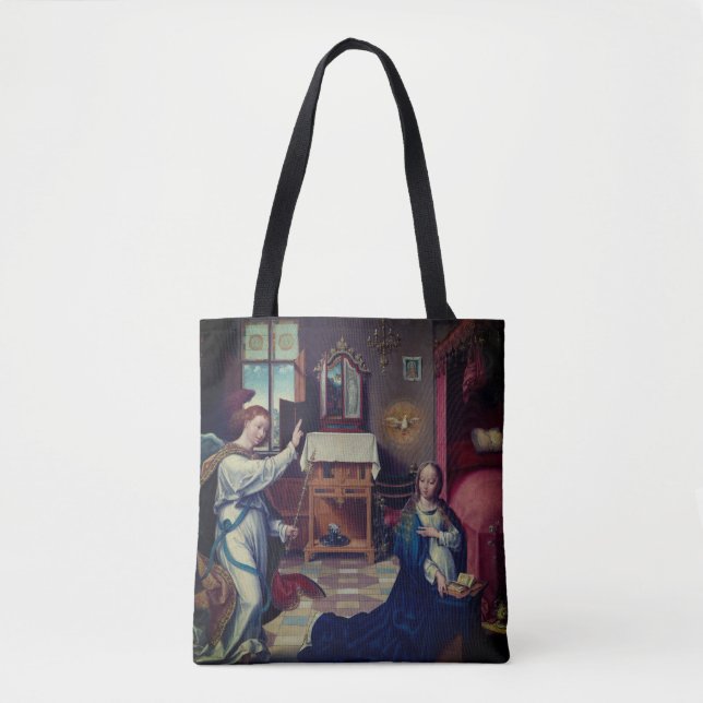 The Annunciation by Joos van Cleve: Christmas Tote Bag (Front)