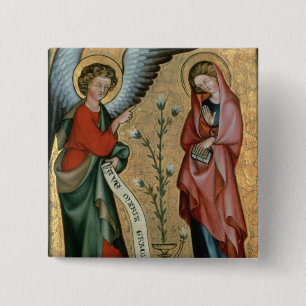 The Annunciation, c.1330 (oil on panel) 15 Cm Square Badge