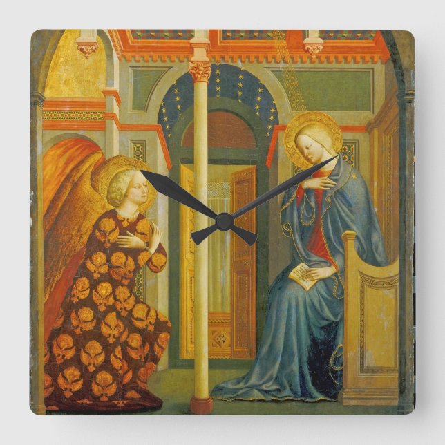 The Annunciation, c. 1423-24 Square Wall Clock (Front)