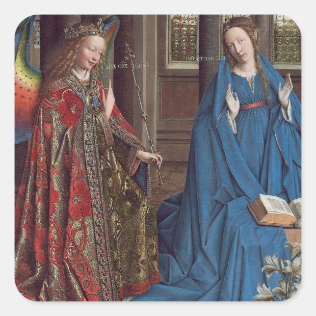 The Annunciation, c. 1434- 36 (oil on canvas) Square Sticker (Front)