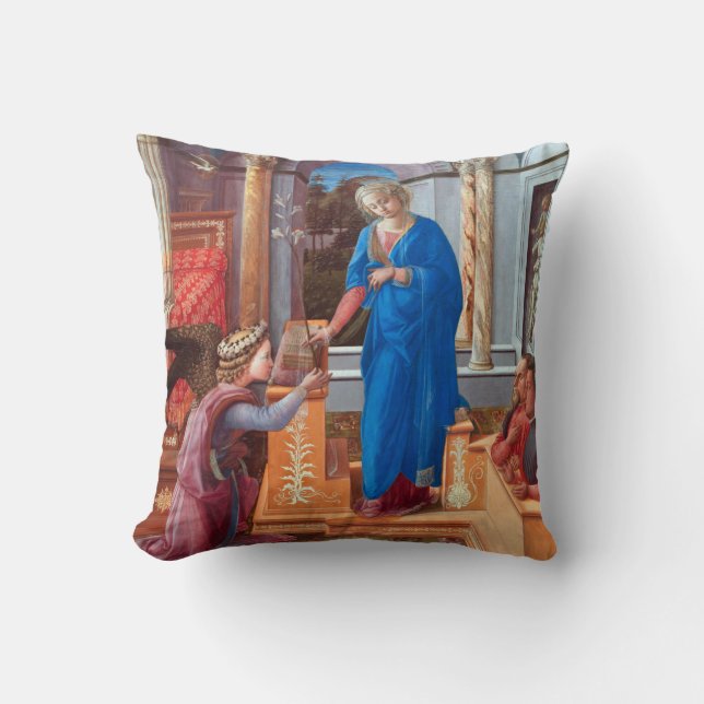 The Annunciation, Filippo Lippi, 1440 Cushion (Front)