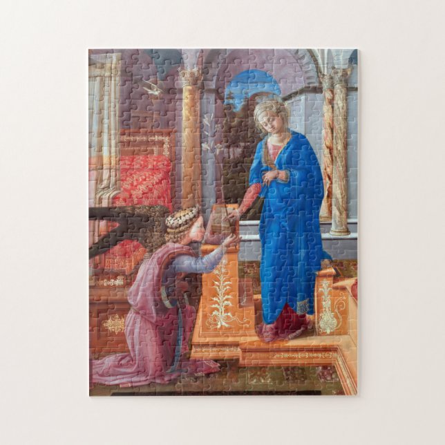 The Annunciation, Filippo Lippi, 1440 Jigsaw Puzzle (Vertical)