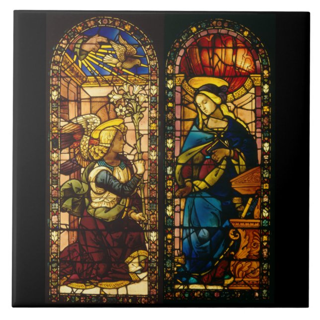 The Annunciation In Multi-Colours Ceramic Tile (Front)