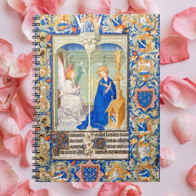 The Annunciation Mediaeval Illuminated Manuscript Notebook (The Annunciation of the Blessed Virgin Mary Archangel Gabriel Medieval Illumination Notebook)