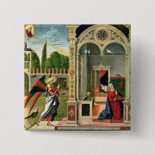 The Annunciation (oil on panel) 2 15 Cm Square Badge