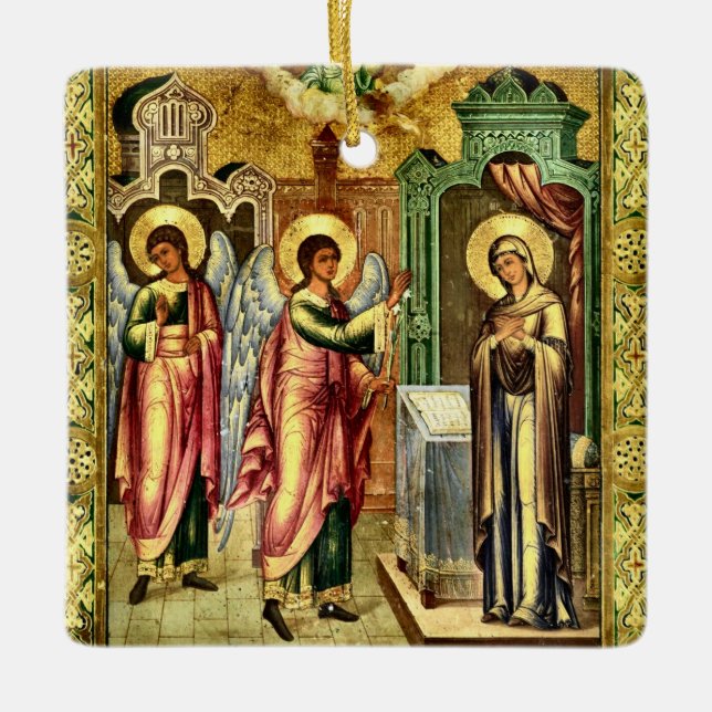 The Annunciation Orthodox Christian Icon Ceramic Ornament (Front)