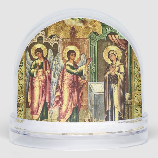 The Annunciation Orthodox Christian Icon Snowglobe (Front)