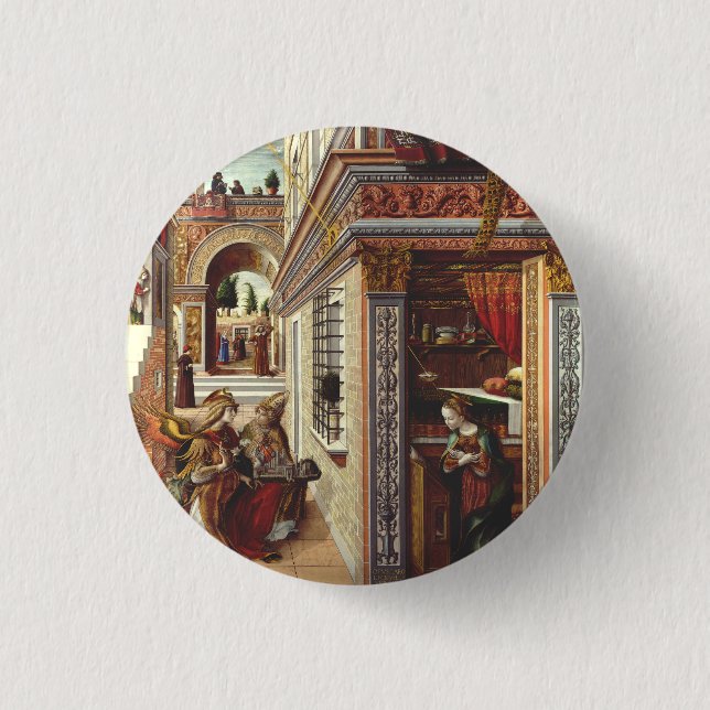 The Annunciation, with Saint Emidius 3 Cm Round Badge (Front)
