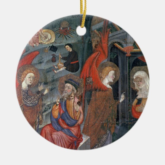 The Annunciation with Shepherds Making Cheese in t Ceramic Tree Decoration (Front)