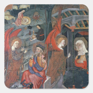 The Annunciation with Shepherds Making Cheese in t Square Sticker