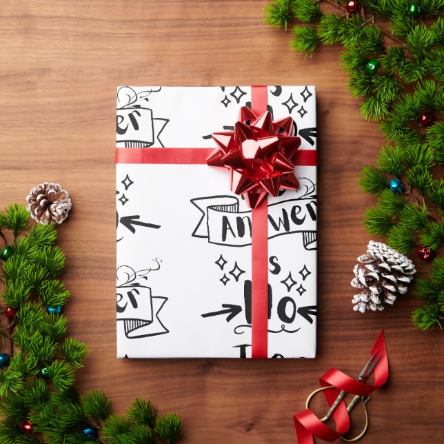 The Answer Is No Funny Quote Wrapping Paper (Holiday Gift)
