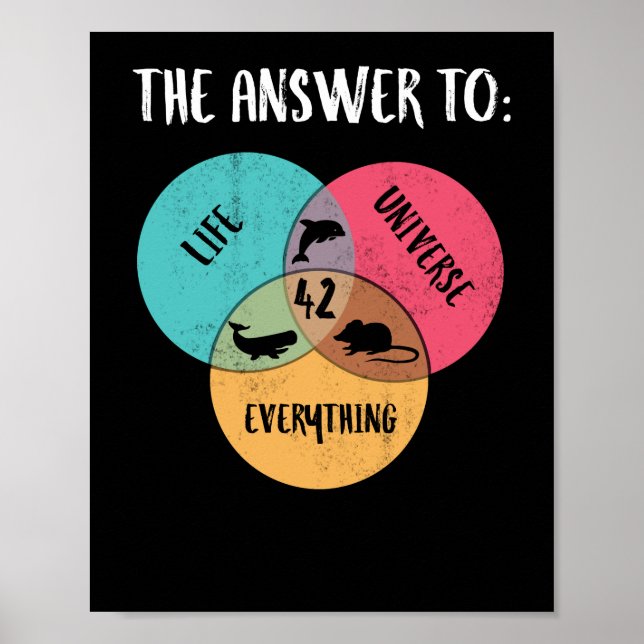 The Answer To Life Universe Everything Dolphin Poster (Front)