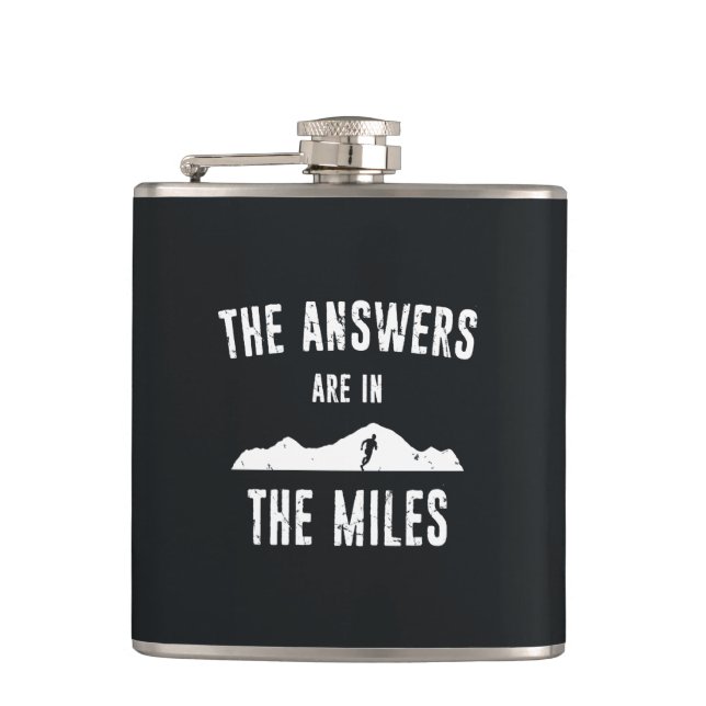 The Answers Are In The Miles Hip Flask (Front)