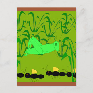 the ant and the grasshopper postcard