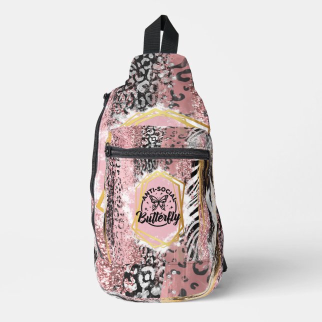 The Anti-Social Butterfly Sling Bag Tote (Front)