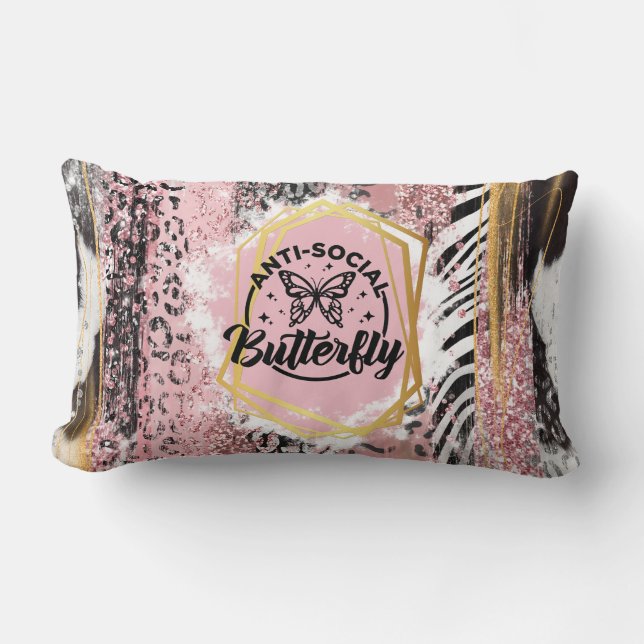 The Anti-Social Butterfly Throw Pillow (Front)
