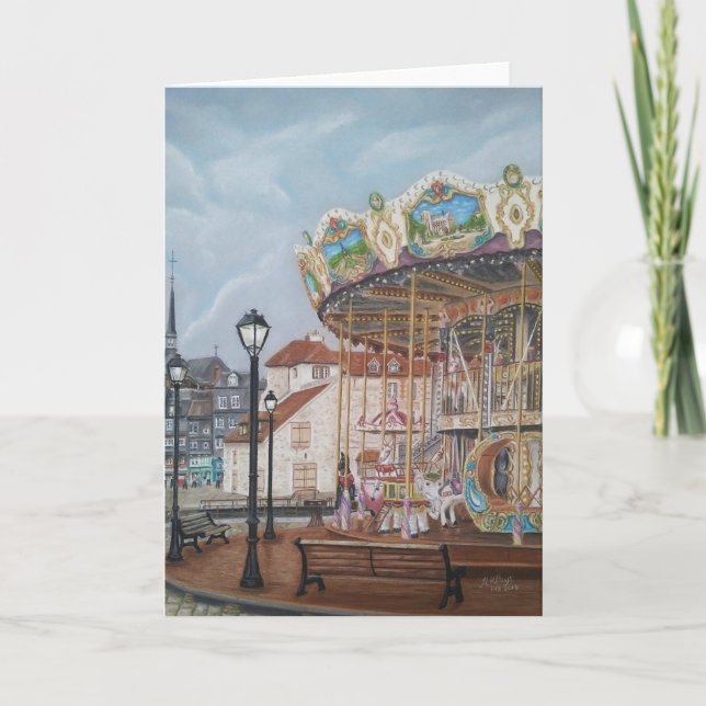 The Antique Carousel in Honfleur, Normandy, France Card (Front)
