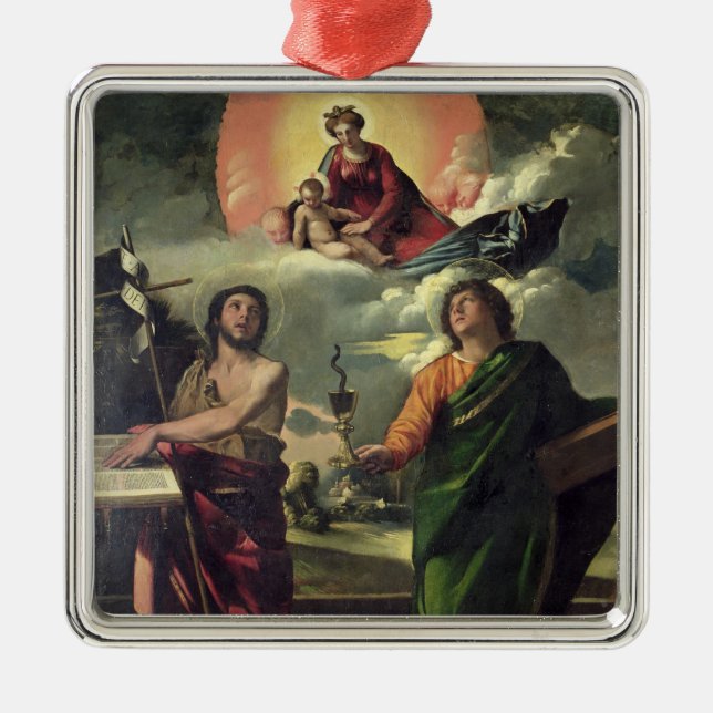 The Apparition of the Virgin to the Saints John th Metal Ornament (Front)