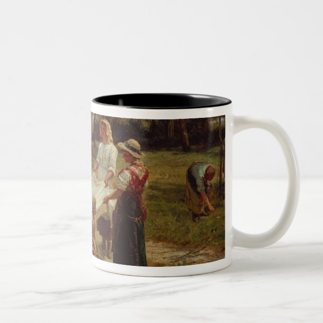 The Apple Gatherers, 1880 Two-Tone Coffee Mug (Right)