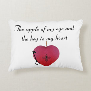 The apple of my eye and the key to my heart decorative cushion