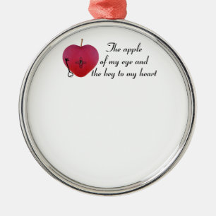 The apple of my eye and the key to my heart metal ornament