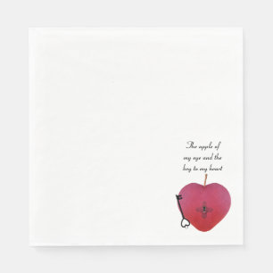 The apple of my eye and the key to my heart napkin