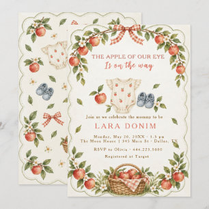 The Apple of our Eye Autumn Fall Baby girl Shower Invitation