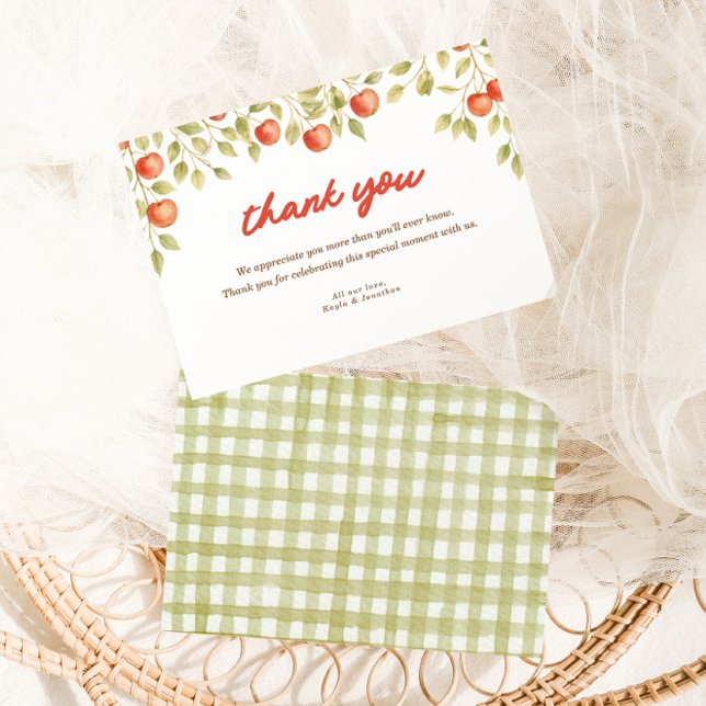 The Apple of our Eye Autumn Fall Baby Shower Thank You Card (Creator Uploaded)