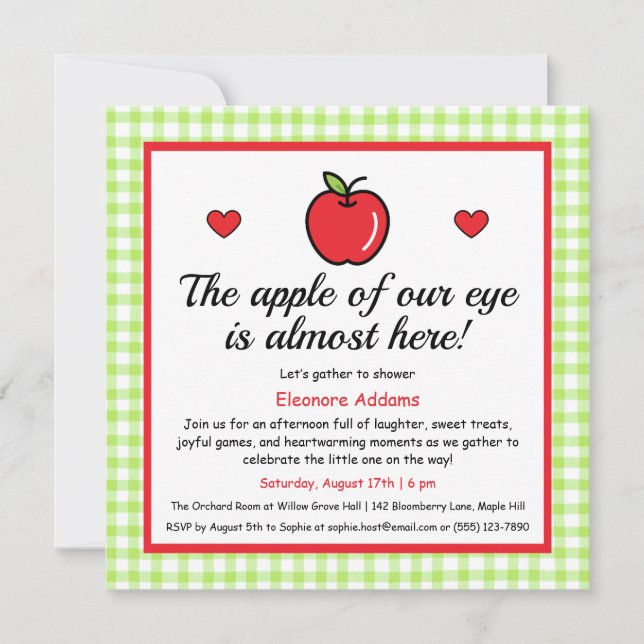 "The Apple of Our Eye" Baby Shower Invitation  (Front)