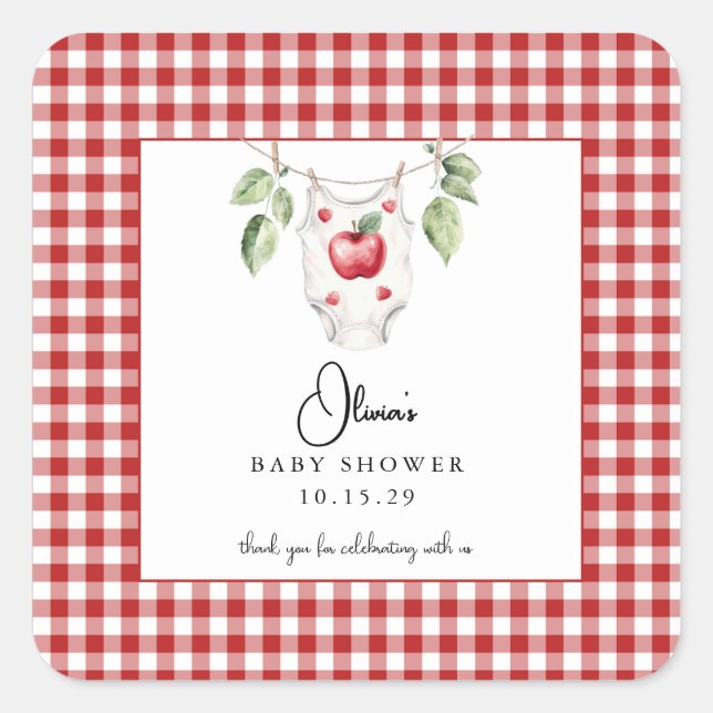 The Apple of our Eye Baby Shower Thank You  Square Sticker (Front)