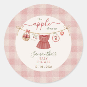 The Apple Of Our Eye clothesline dusty rose Classic Round Sticker