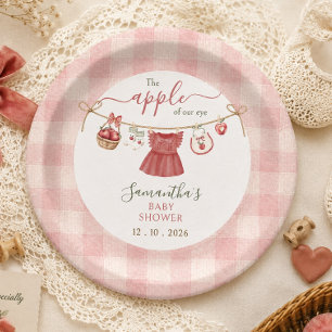 The Apple Of Our Eye clothesline dusty rose Paper Plate
