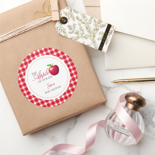 The Apple of Our Eye Fall Baby Shower  Classic Round Sticker (Gifting)
