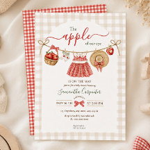 The Apple Of Our Eye Fall red gingham Baby Shower