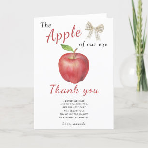 The Apple of our eye Kids birthday party thank you Card
