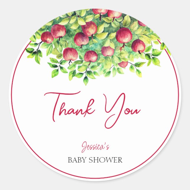 The Apple of Our Eye Thanksgiving Baby Shower Classic Round Sticker (Front)
