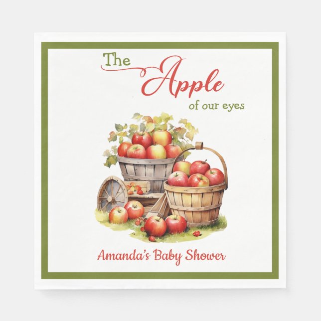 The Apple of Our Eyes Fall Harvest Baby Shower Napkin (Front)