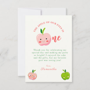 The Apple of Our Eyes first birthday Thank You Card