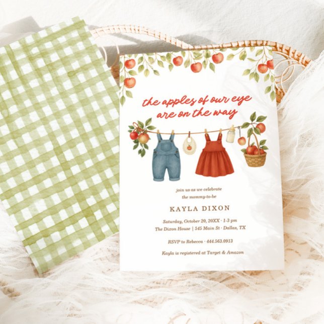 The Apples of our Eye Twin Autumn Fall Baby Shower Invitation (Creator Uploaded)