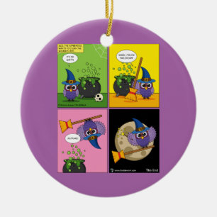 The Apprentice Wizard - Cleaning Comic Ceramic Ornament