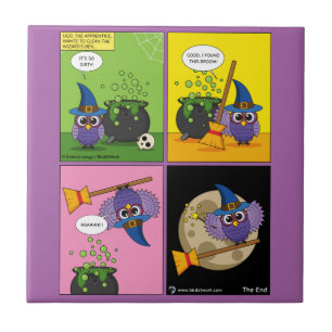 The Apprentice Wizard - Cleaning Comic Ceramic Tile
