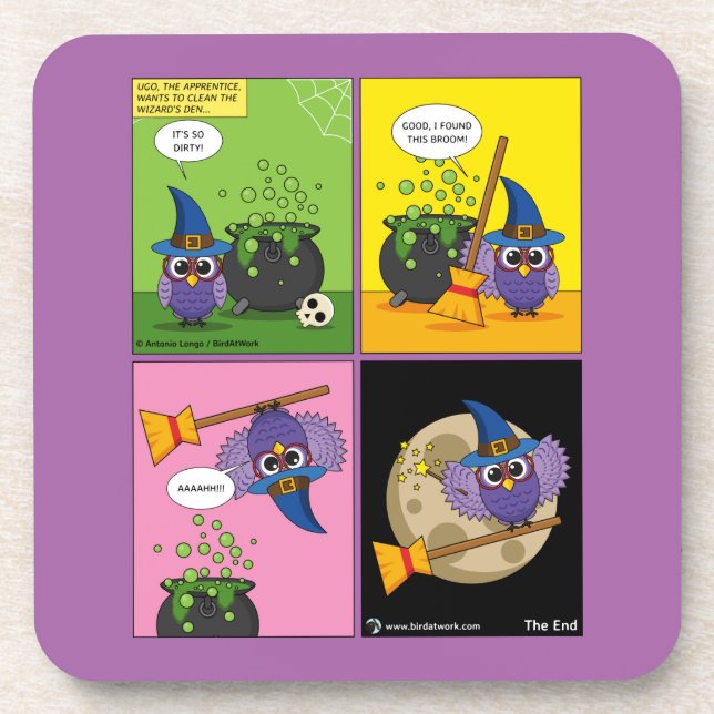 The Apprentice Wizard - Cleaning Comic Coaster (Front)