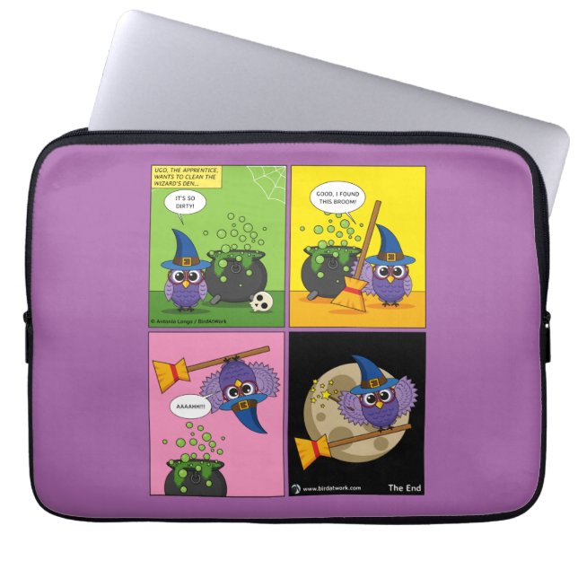 The Apprentice Wizard - Cleaning Comic Laptop Sleeve (Front)