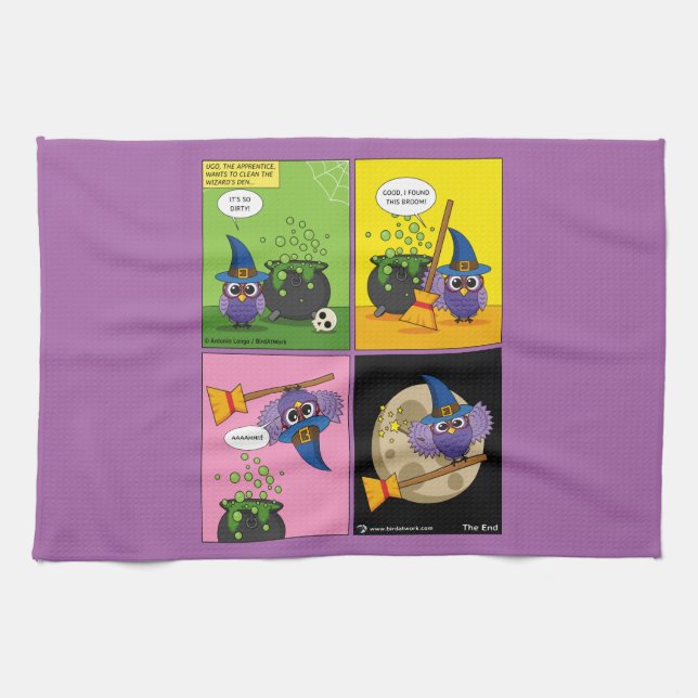 The Apprentice Wizard - Cleaning Comic Tea Towel (Horizontal)