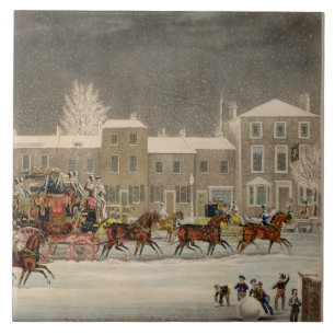 The Approach to Christmas, engraved by George Hunt Ceramic Tile