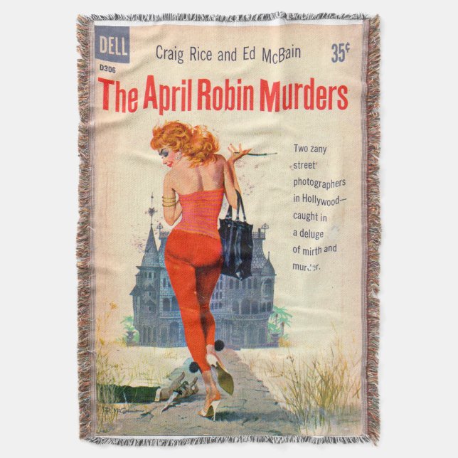 The April Robin Murders pulp novel cover Throw Blanket (Front Vertical)
